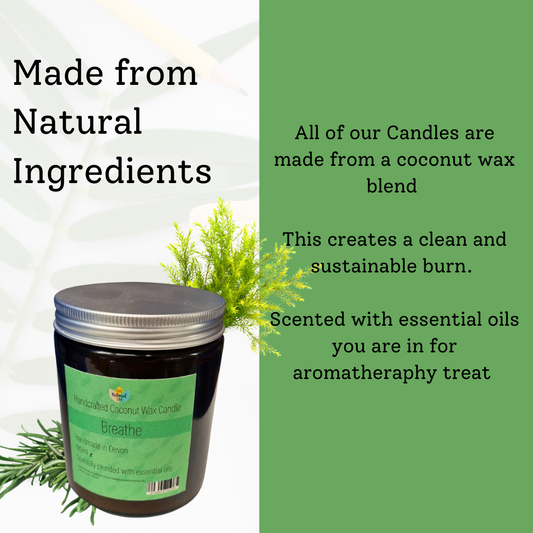 The Natural Spa - Breathe hand poured coconut wax candle - 2 size options