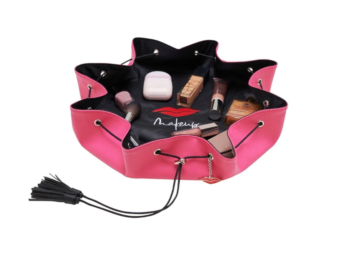 Donna May London Lay Flat Makeup Bag in Hot Raspberry
