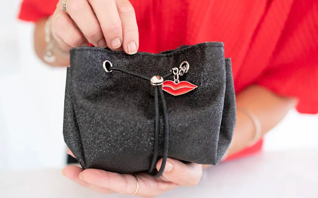 Donna May London Lay Flat Mini Makeup Bag in Sparkly Black