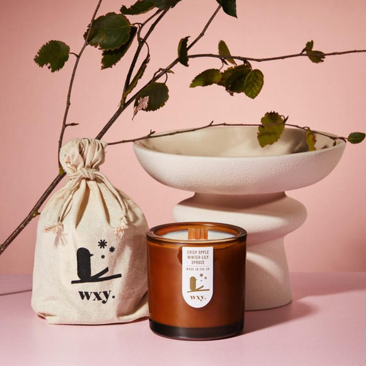 Wxy. Big Amber. Christmas candle. Crisp apple, winter lily & Spruce 12.5oz