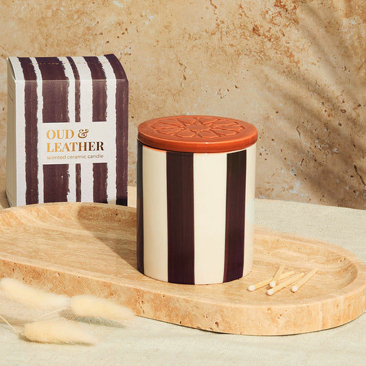 Zesty Lemons Marrakesh: Chocolate Striped Candle