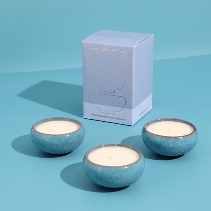 Zesty Lemons Contemporary Kiln Sky Blue Tea Lights - Amber & Bergamot