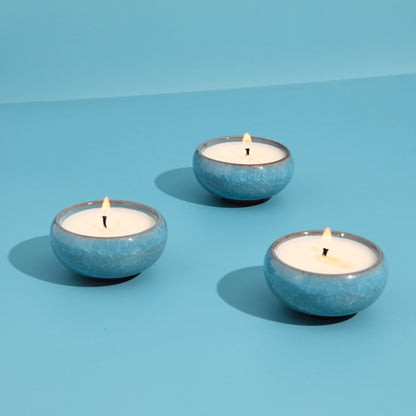 Zesty Lemons Contemporary Kiln Sky Blue Tea Lights - Amber & Bergamot
