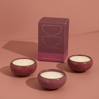 Zesty Lemons Contemporary Kiln Burgundy Tea Lights - Floral Botanics