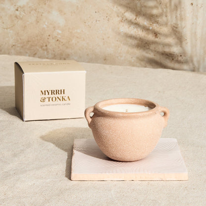 Zesty Lemons Marrakesh Sandstone Pottery Candle - Myrrh & Tonka