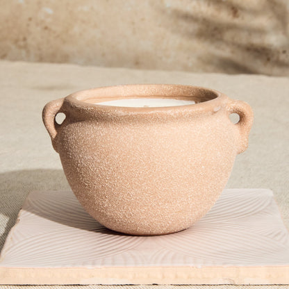 Zesty Lemons Marrakesh Sandstone Pottery Candle - Myrrh & Tonka