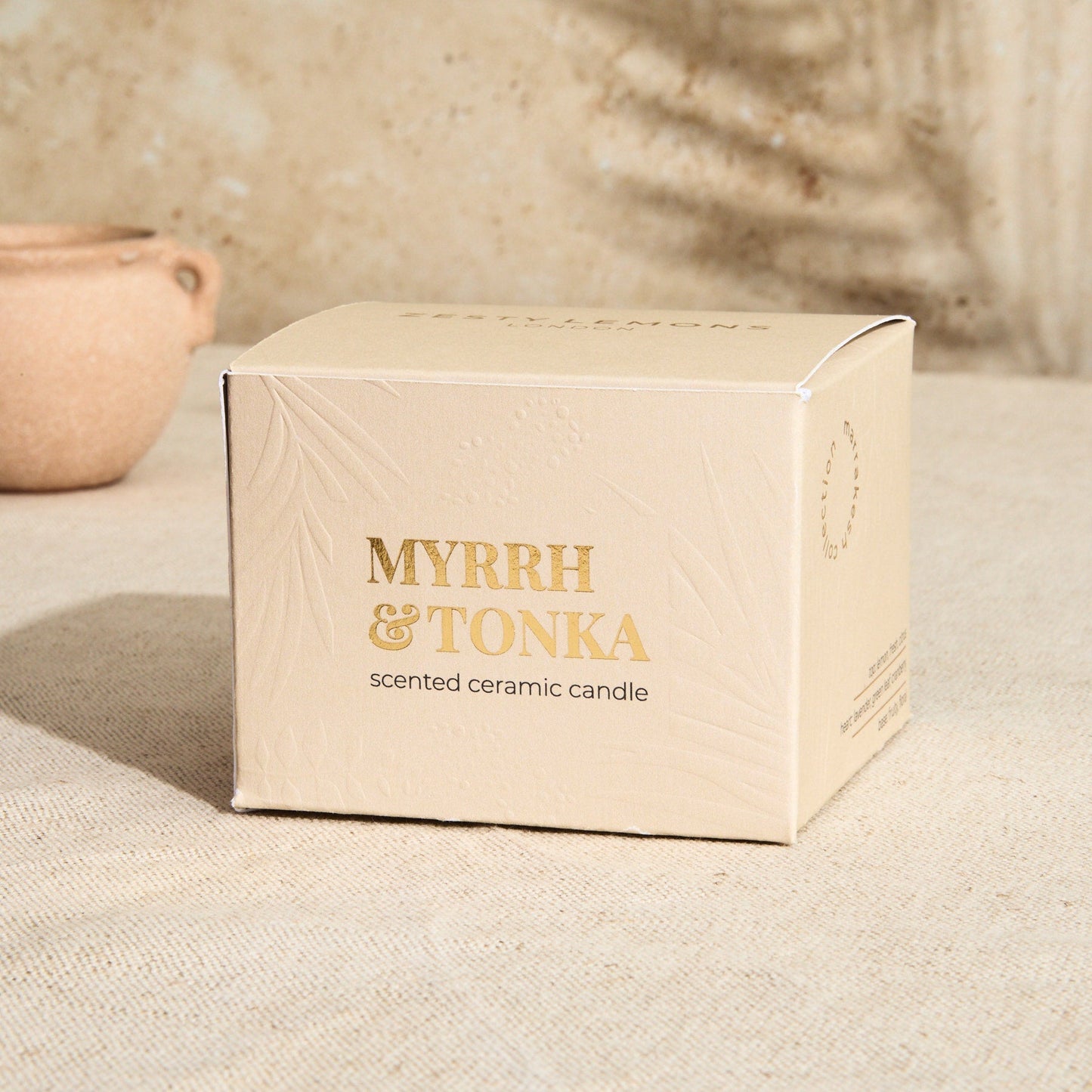 Zesty Lemons Marrakesh Sandstone Pottery Candle - Myrrh & Tonka