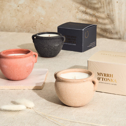 Zesty Lemons Marrakesh Sandstone Pottery Candle - Myrrh & Tonka