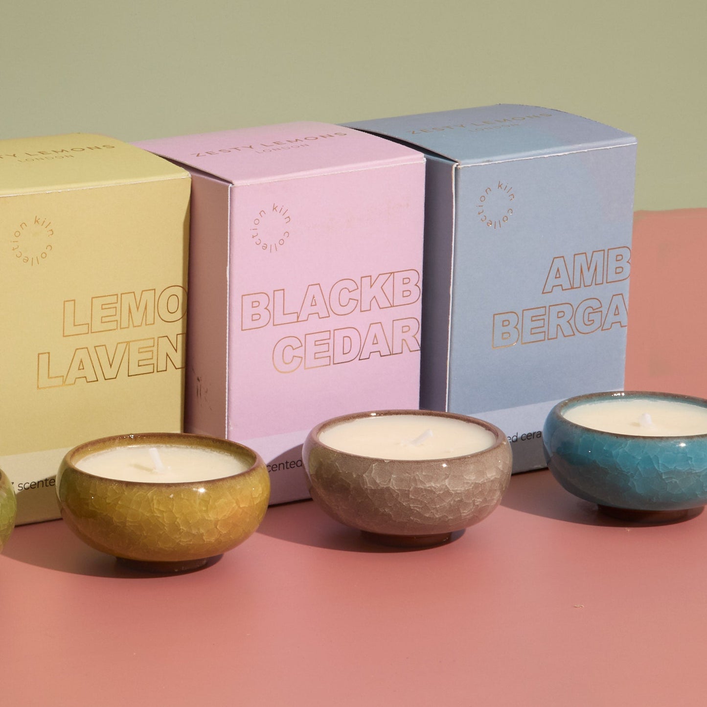 Zesty Lemons Contemporary Kiln Sky Blue Tea Lights - Amber & Bergamot