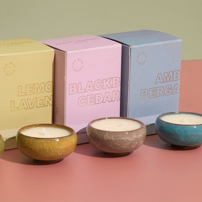 Zesty Lemons Contemporary Kiln Sky Blue Tea Lights - Amber & Bergamot