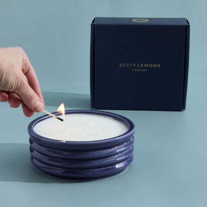 Zesty Lemons Contemporary Kiln Large Navy Candle