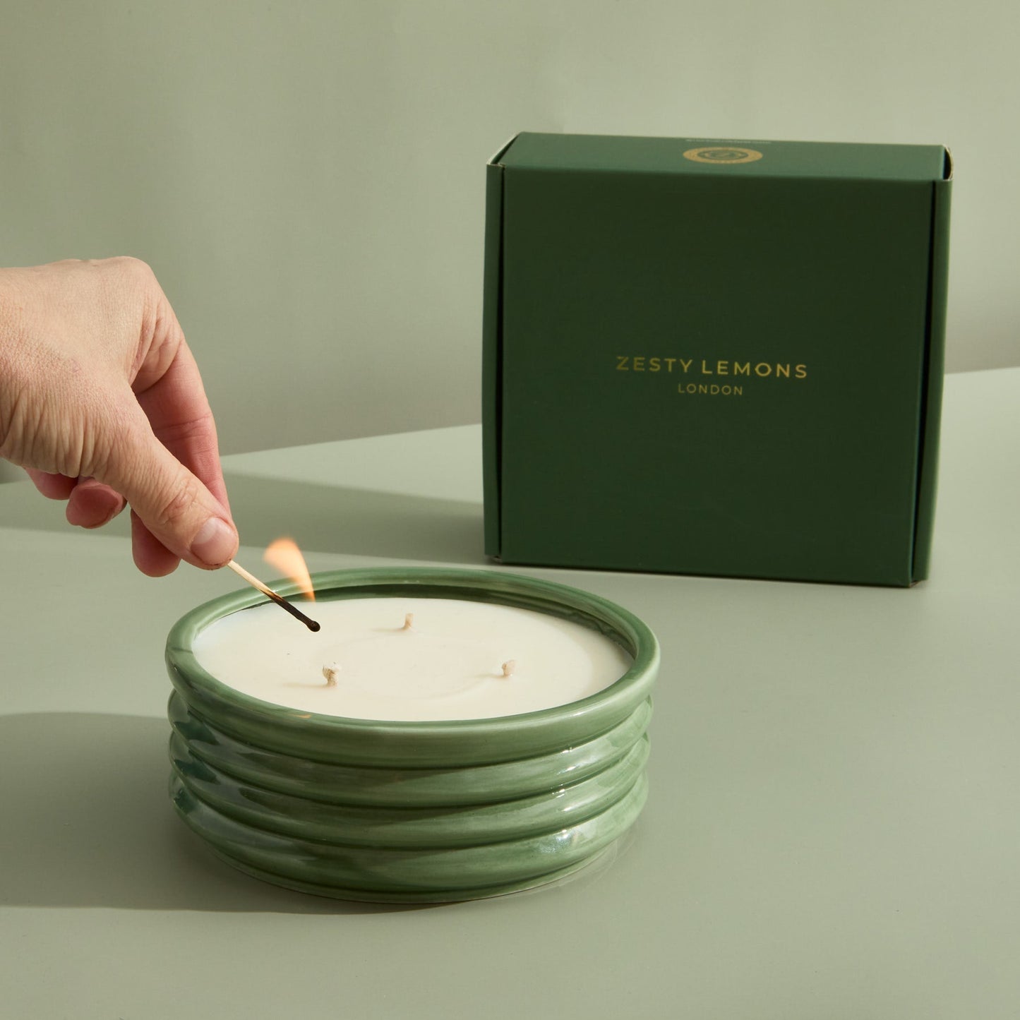 Zesty Lemons Contemporary Kiln Large Olive Candle