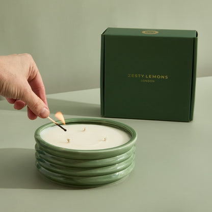 Zesty Lemons Contemporary Kiln Large Olive Candle