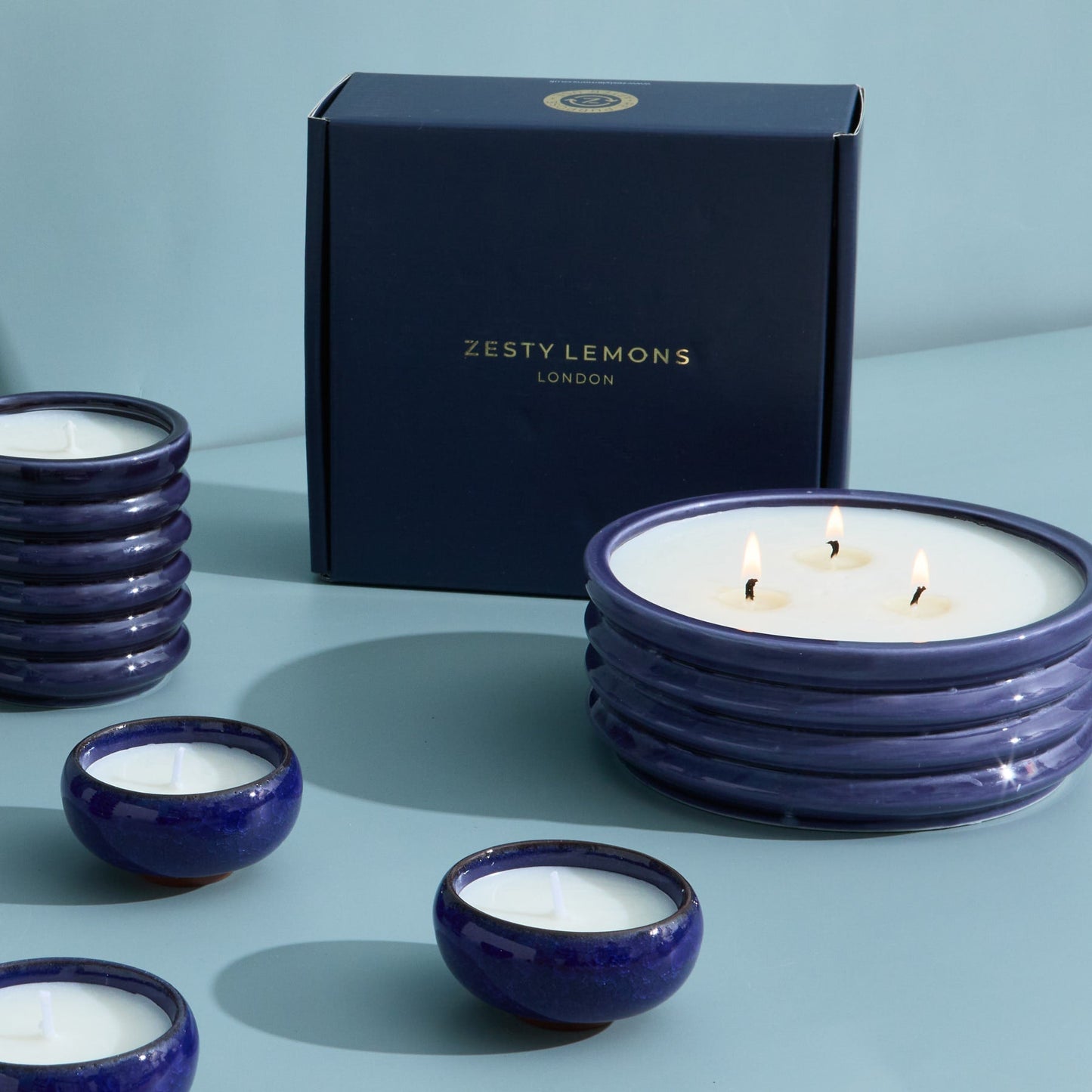 Zesty Lemons Contemporary Kiln Large Navy Candle