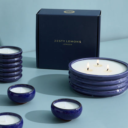 Zesty Lemons Contemporary Kiln Large Navy Candle