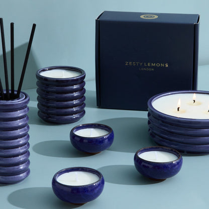 Zesty Lemons Contemporary Kiln Large Navy Candle