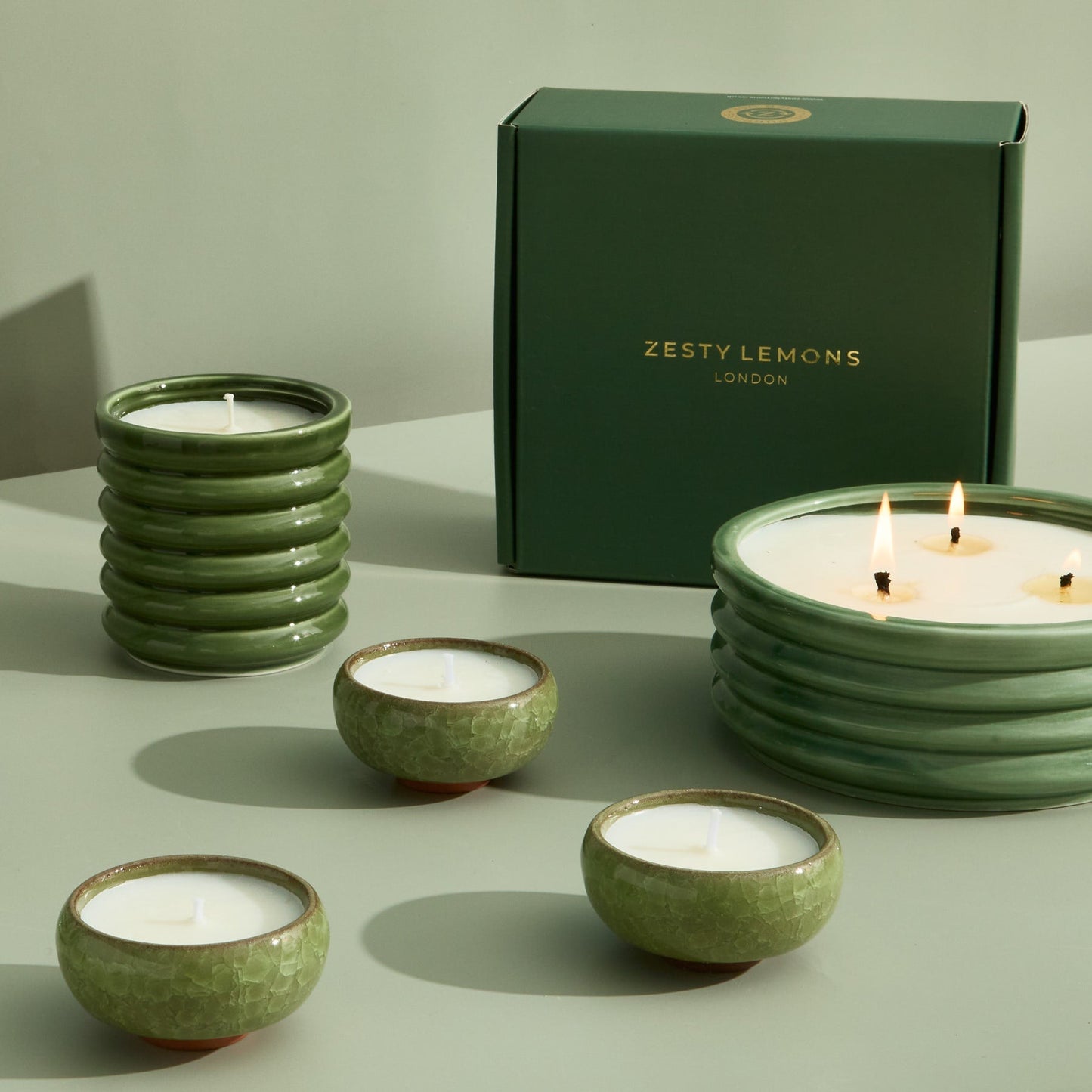 Zesty Lemons Contemporary Kiln Large Olive Candle