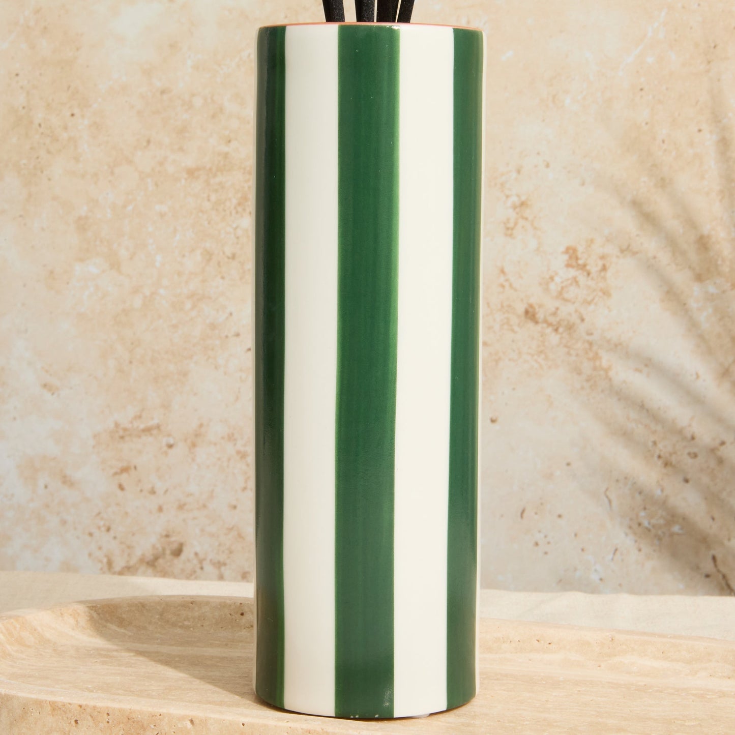 Zesty Lemons Marrakesh: Olive Striped Diffuser - Oud & Leather