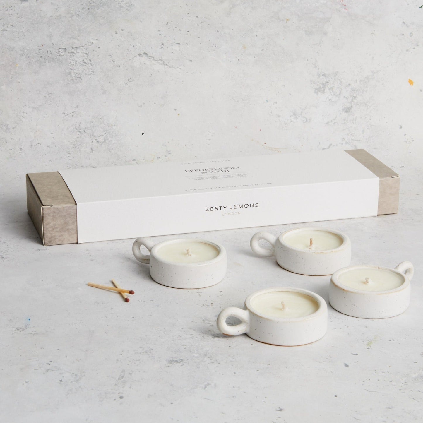 Zesty Lemons Scandi: Tea Lights (Box of 4)