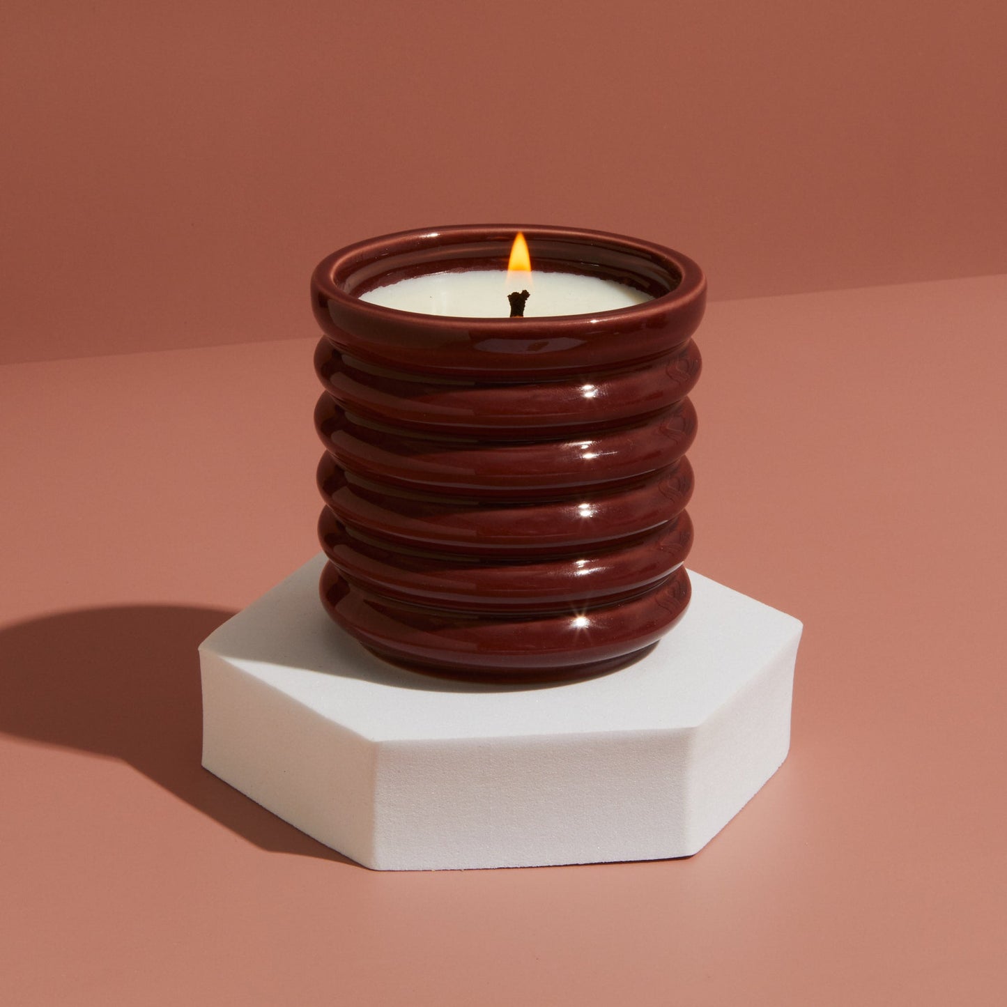 Zesty Lemons Contemporary Kiln Burgundy Candle - Floral Botanics