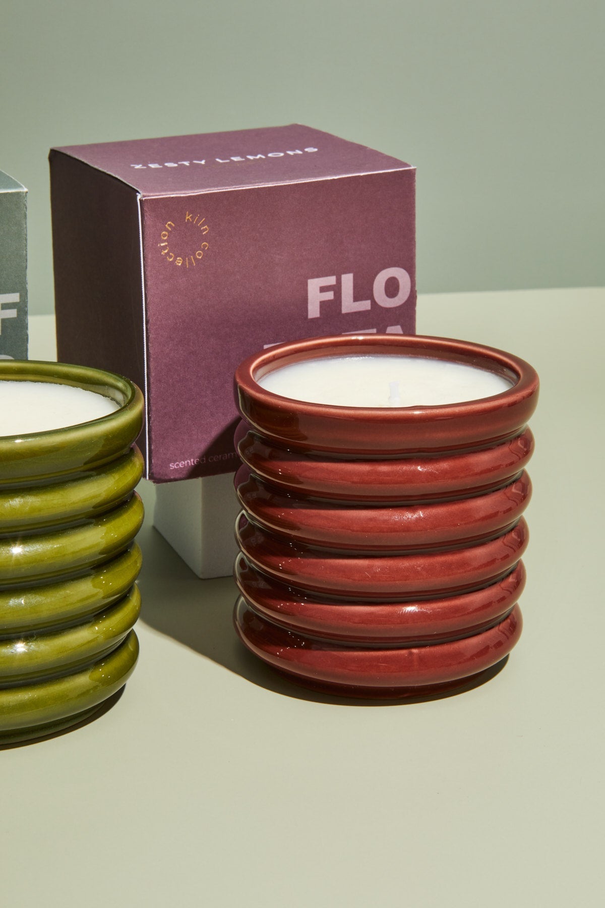 Zesty Lemons Contemporary Kiln Burgundy Candle - Floral Botanics