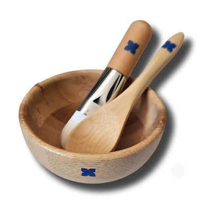 Beauty Cleanse Skincare - Bamboo Face Mask Mixing Bowl Set with Spoon & Brush