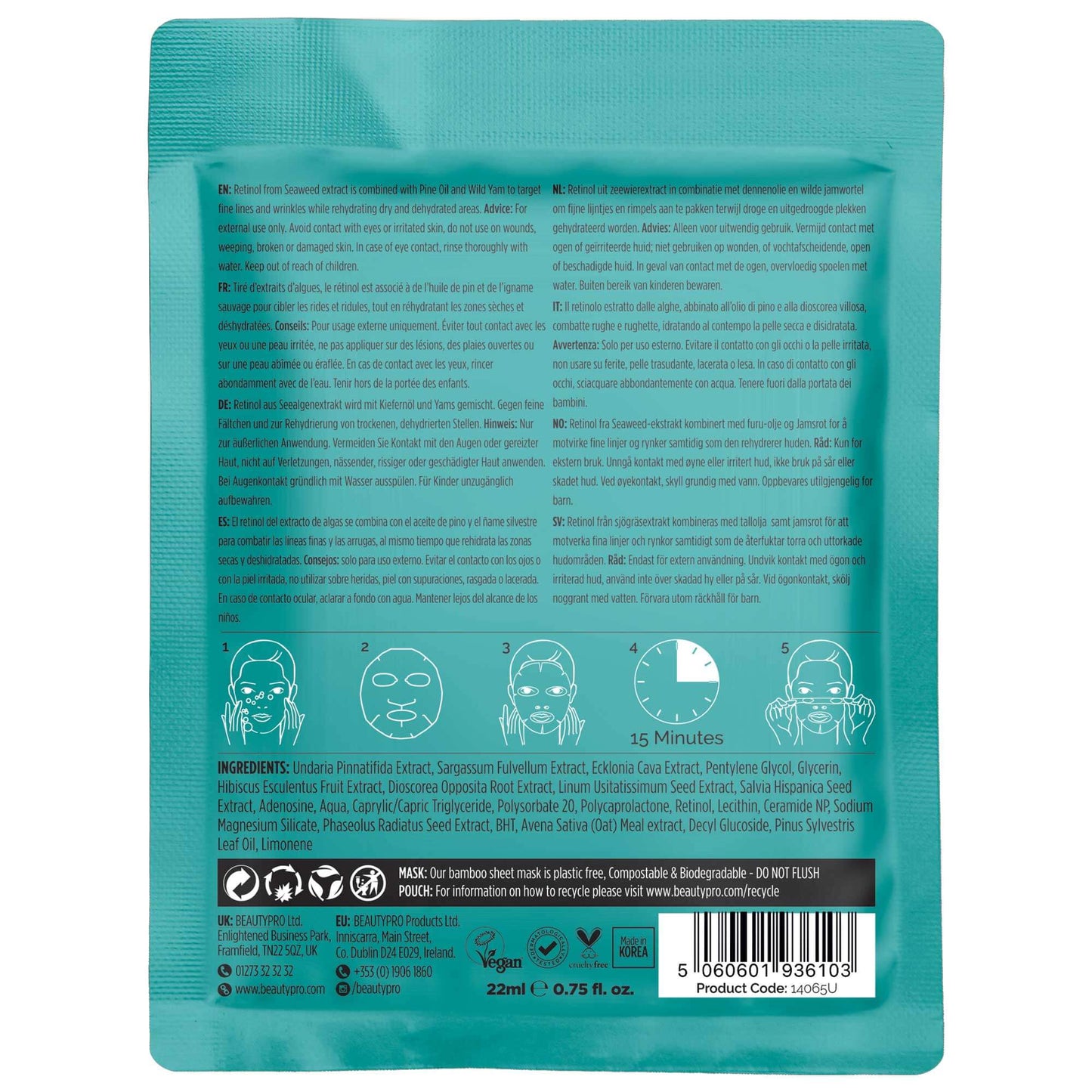 Beauty Pro Retinol Facial Sheet Mask