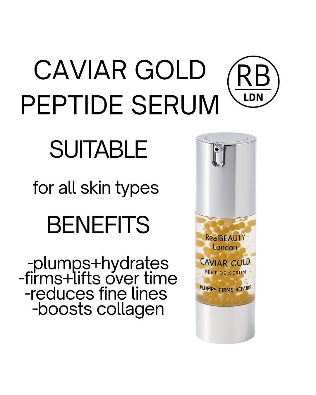 Real Beauty London - Caviar Gold Peptide Face Serum
