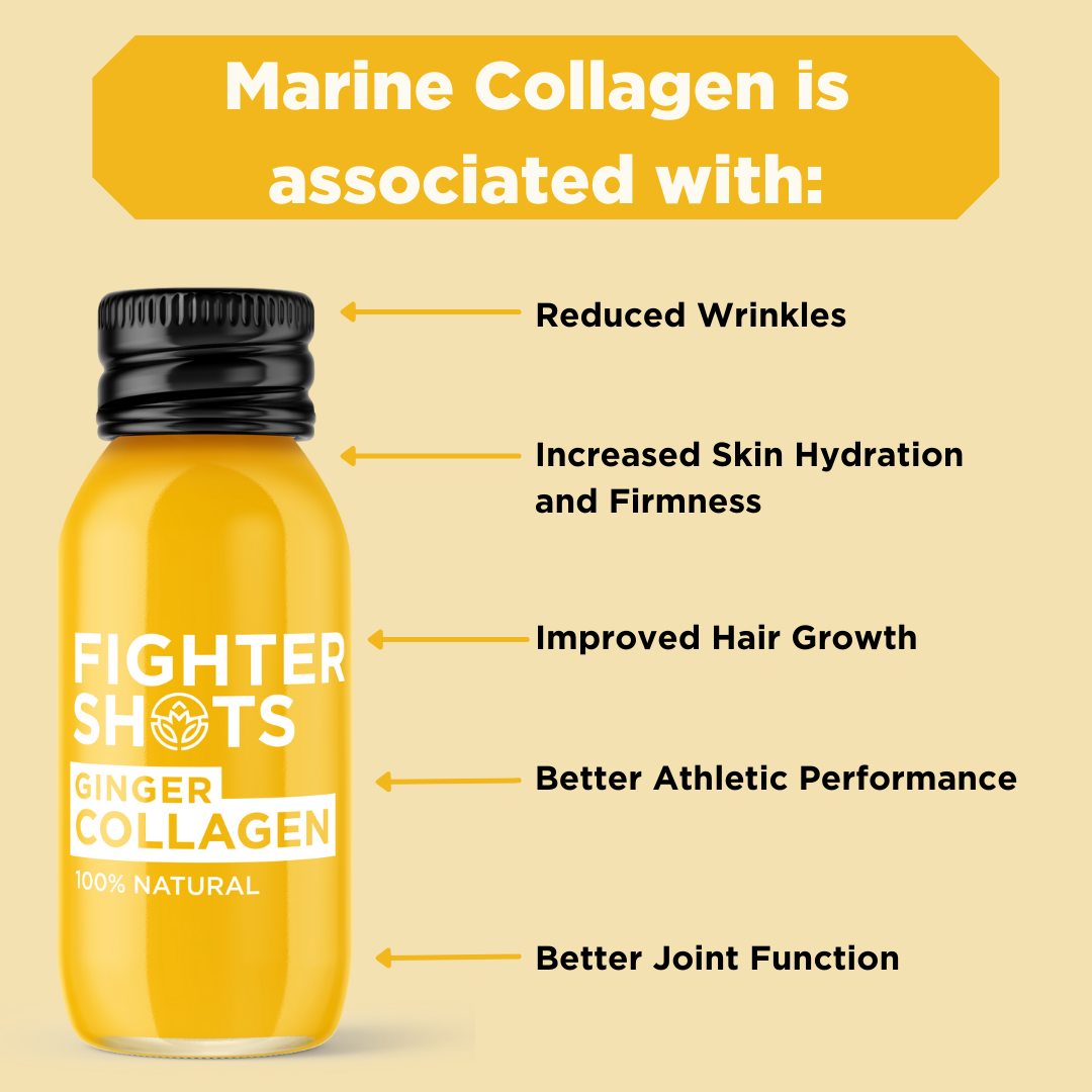 Fighter Shots Ginger + Marine Collagen 3,000mg, 12 x 60ml