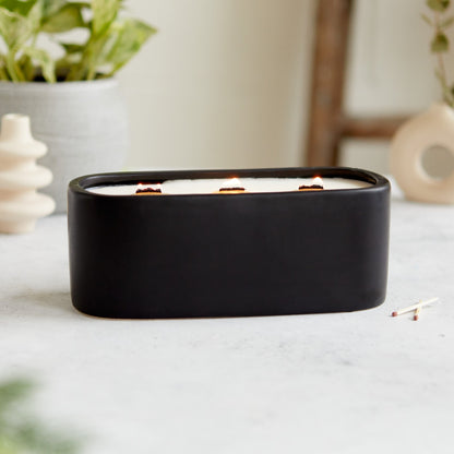 Zesty Lemons Kiln: Black Baguette Candle - Activated Charcoal & Matcha