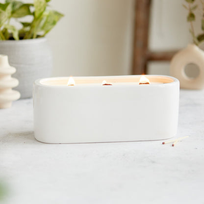Zesty Lemons Kiln: White Baguette Candle - Sandalwood & Musk