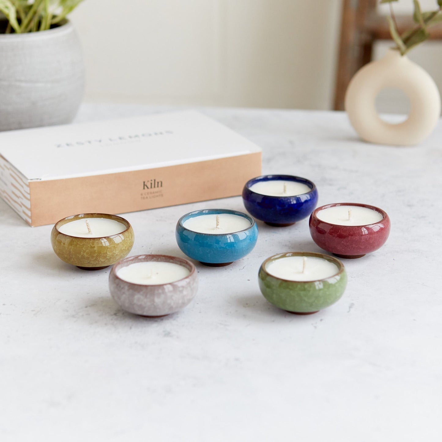 Zesty Lemons Kiln: Ceramic Tea Lights (Box of 6)