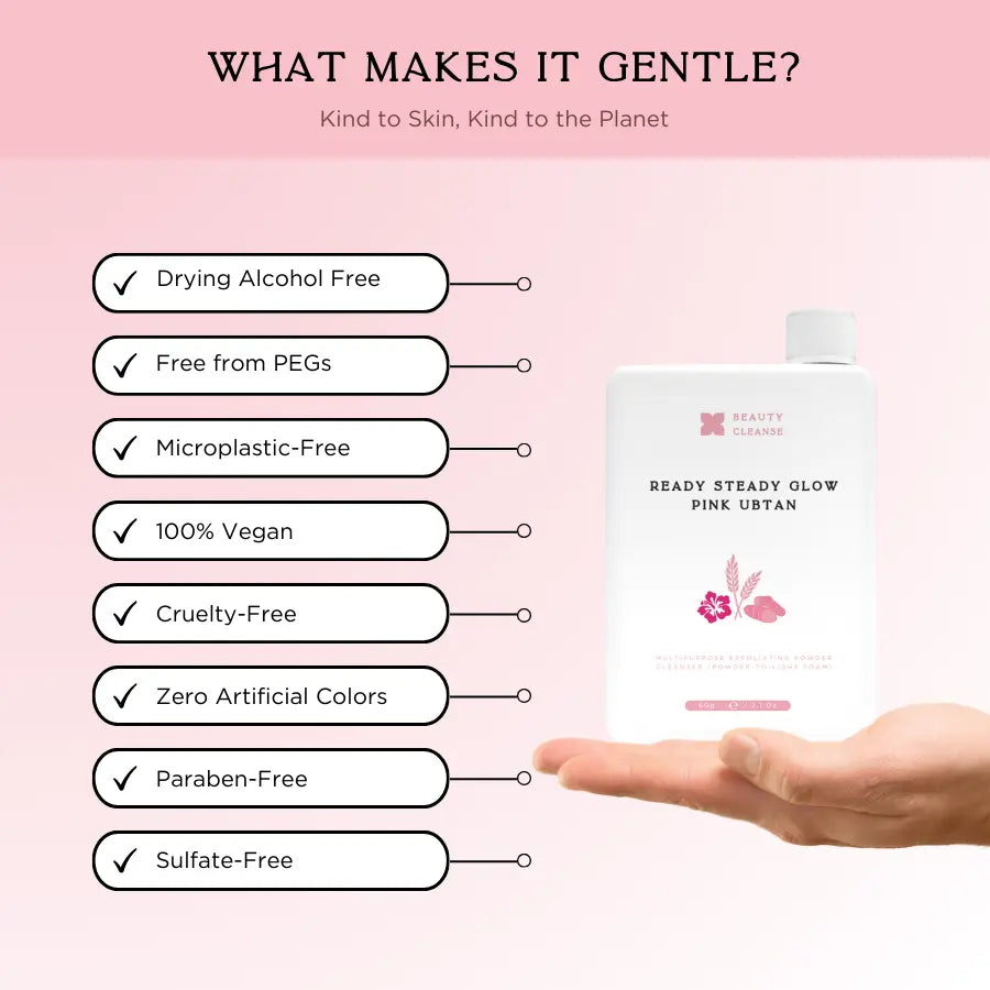 Beauty Cleanse Skincare - Pink Ubtan | Vegan Powder Cleanser & Face Mask