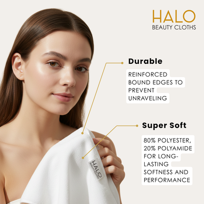 Fighter Shots HALO Beauty Cloths – Ultra-Soft Dual-Sided Microfibre Makeup Remover Cloths (5 Pack) | Reusable, Gentle Cleansing | Luxuriously Soft | 5 Pack (30 x 30 cm)