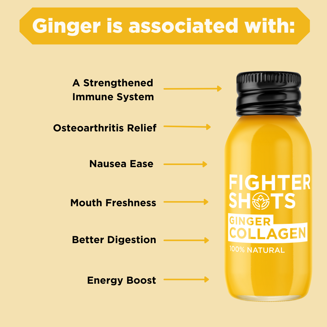Fighter Shots Ginger + Marine Collagen 3,000mg, 12 x 60ml