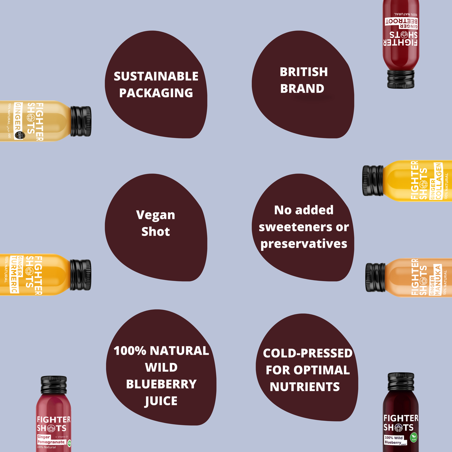 Fighter Shots Wild Blueberry | 100% Natural Cold-Pressed Wild Blueberry Shot