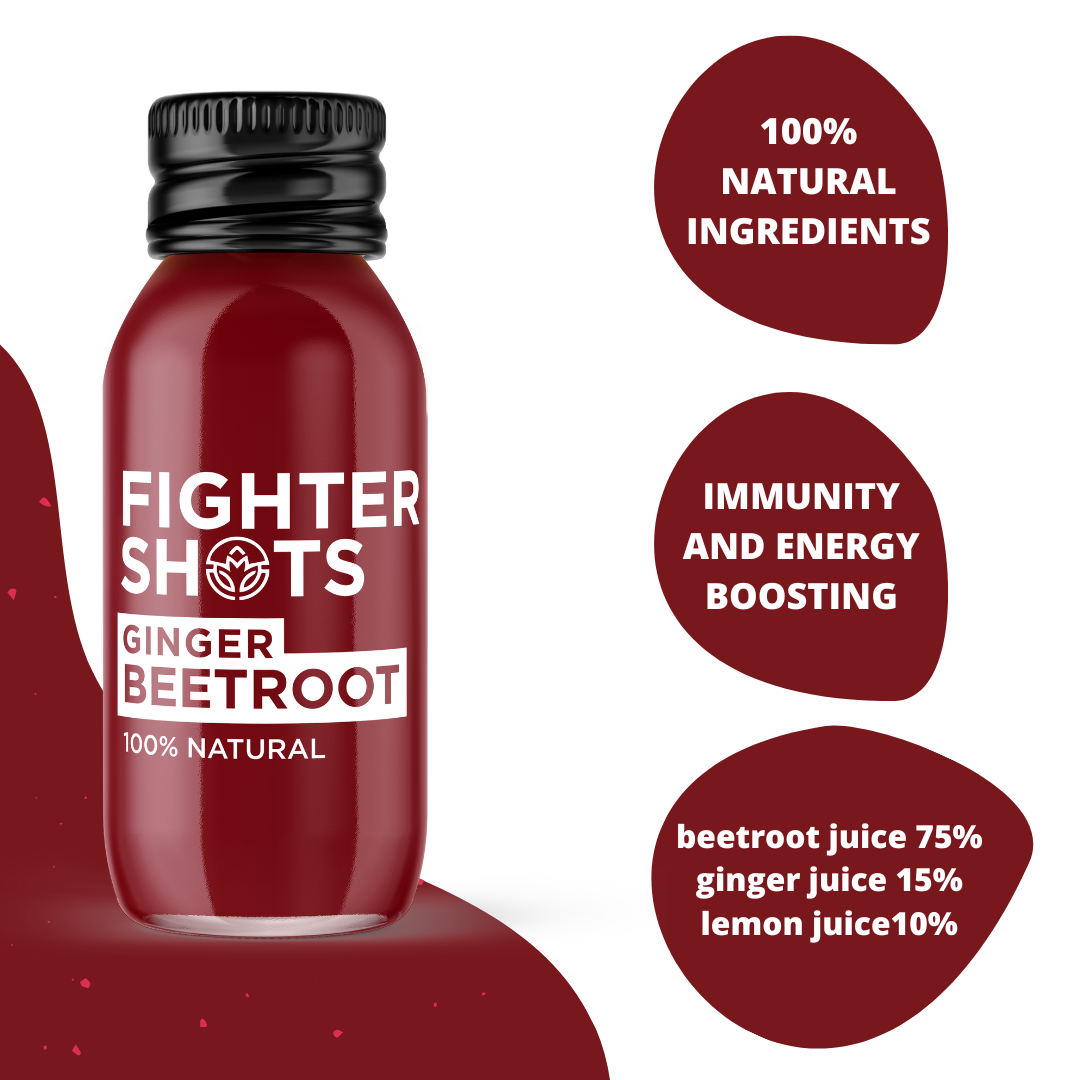 Fighter Shots 100% VEGAN Ginger + Beetroot, 12 x 60ml