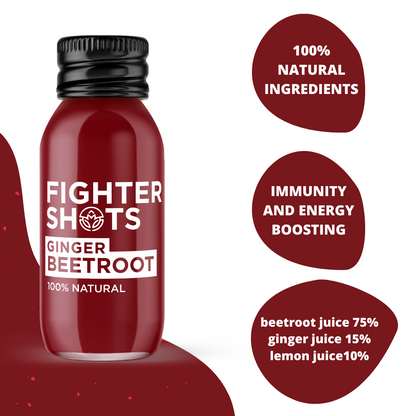 Fighter Shots 100% VEGAN Ginger + Beetroot, 12 x 60ml