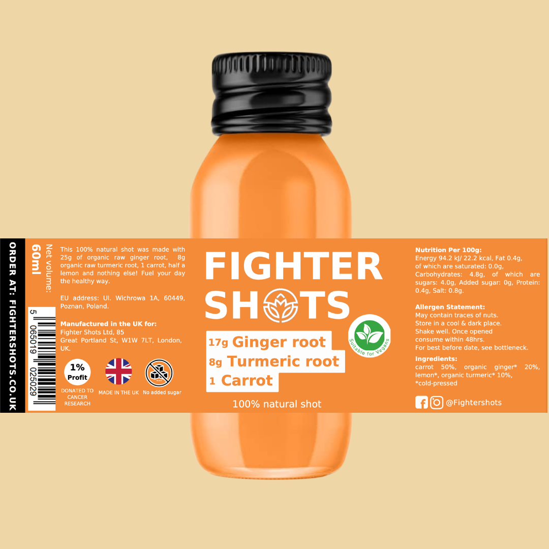 Fighter Shots Carrot + Ginger + Turmeric Shot 12 x 60ml