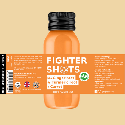 Fighter Shots Carrot + Ginger + Turmeric Shot 12 x 60ml