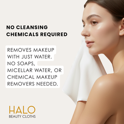 Fighter Shots HALO Beauty Cloths – Ultra-Soft Dual-Sided Microfibre Makeup Remover Cloths (5 Pack) | Reusable, Gentle Cleansing | Luxuriously Soft | 5 Pack (30 x 30 cm)
