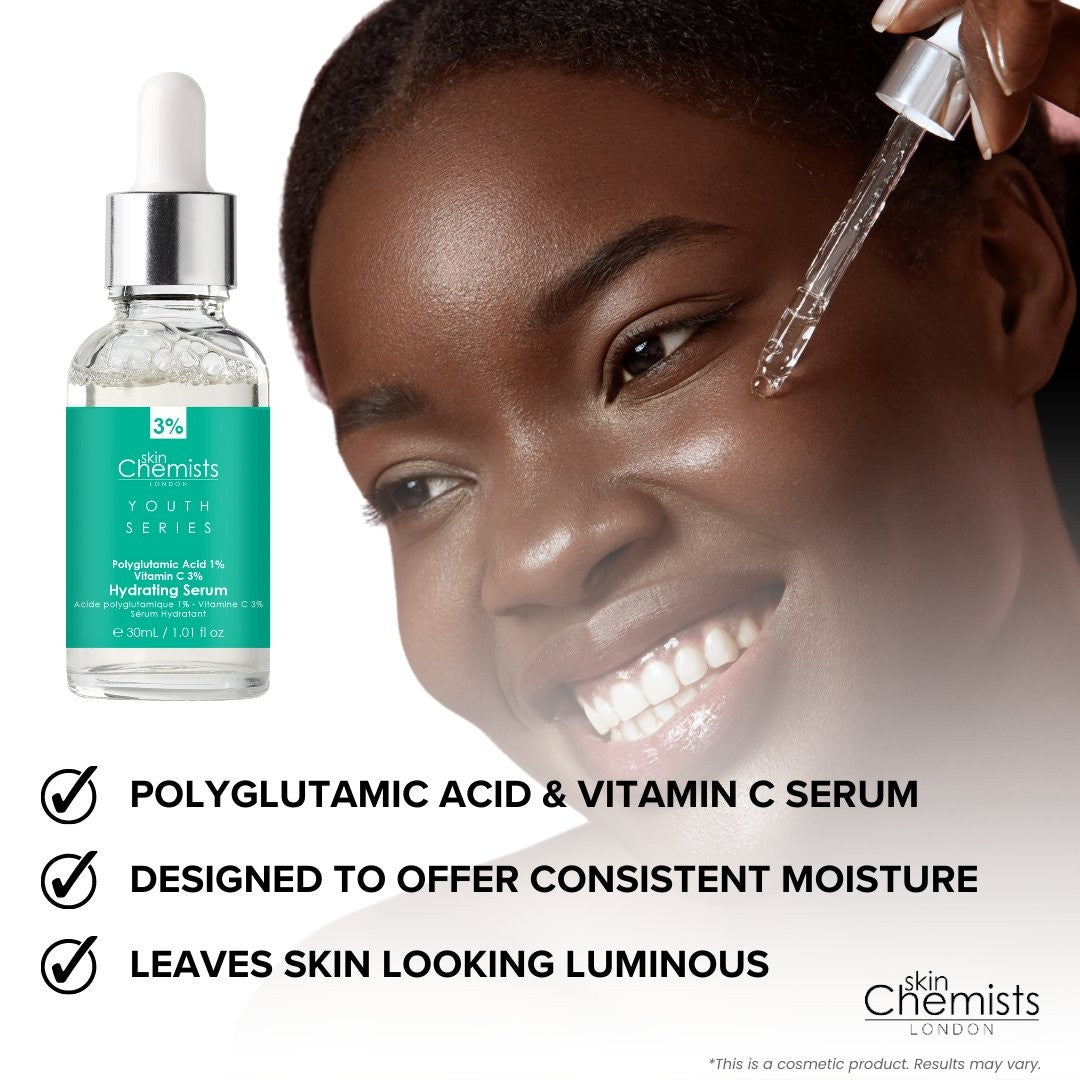 skinChemists Hydrating Serum Polyglutamic Acid 1%, Vitamin C 3% 30ml