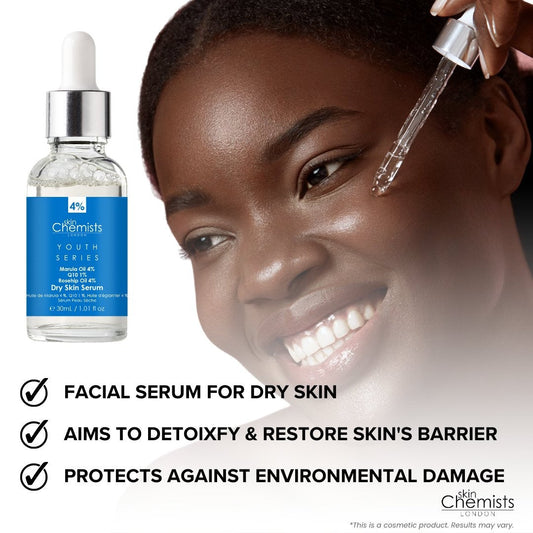 skinChemists Dry Skin Serum Marulua Oil 4%, Q10 1%, Rosehip Oil 4% 30ml