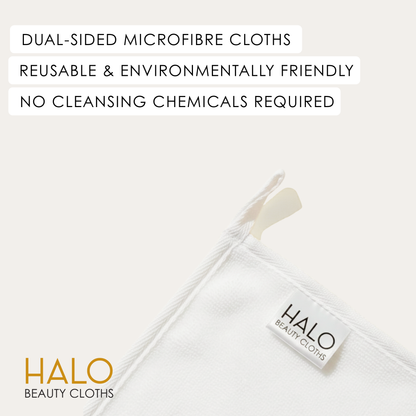 Fighter Shots HALO Beauty Cloths – Ultra-Soft Dual-Sided Microfibre Makeup Remover Cloths (5 Pack) | Reusable, Gentle Cleansing | Luxuriously Soft | 5 Pack (30 x 30 cm)