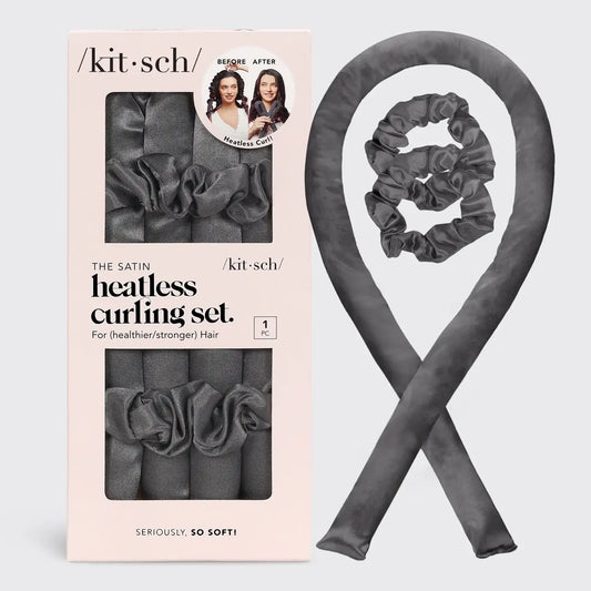 Kitsch Charcoal Satin Heatless Curling Set