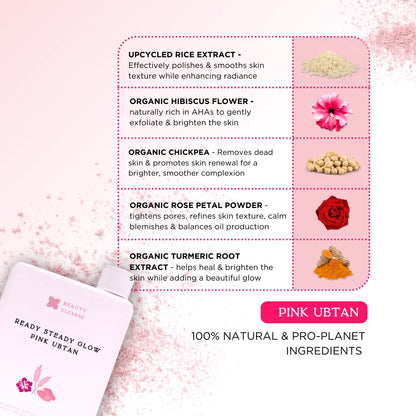 Beauty Cleanse Skincare - Pink Ubtan | Vegan Powder Cleanser & Face Mask