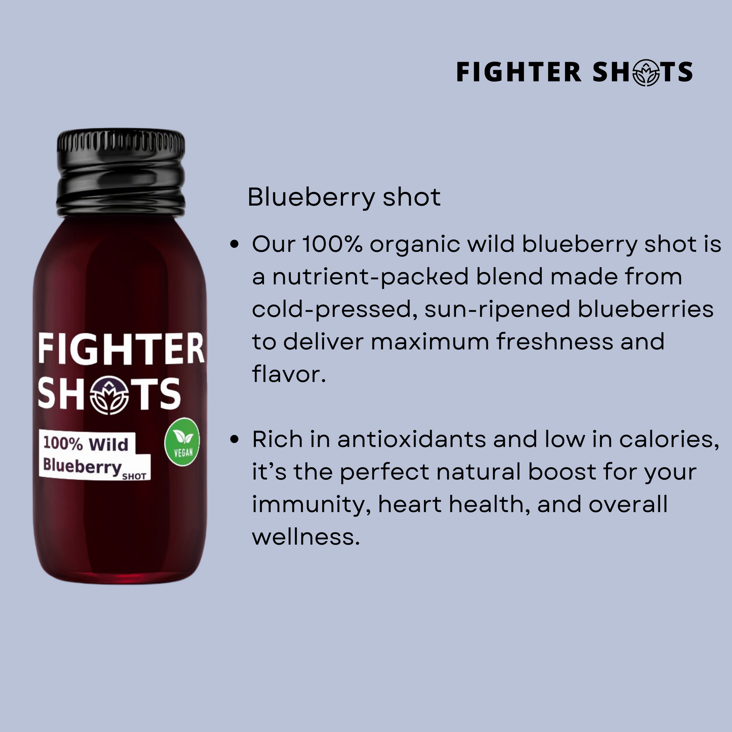 Fighter Shots Wild Blueberry | 100% Natural Cold-Pressed Wild Blueberry Shot
