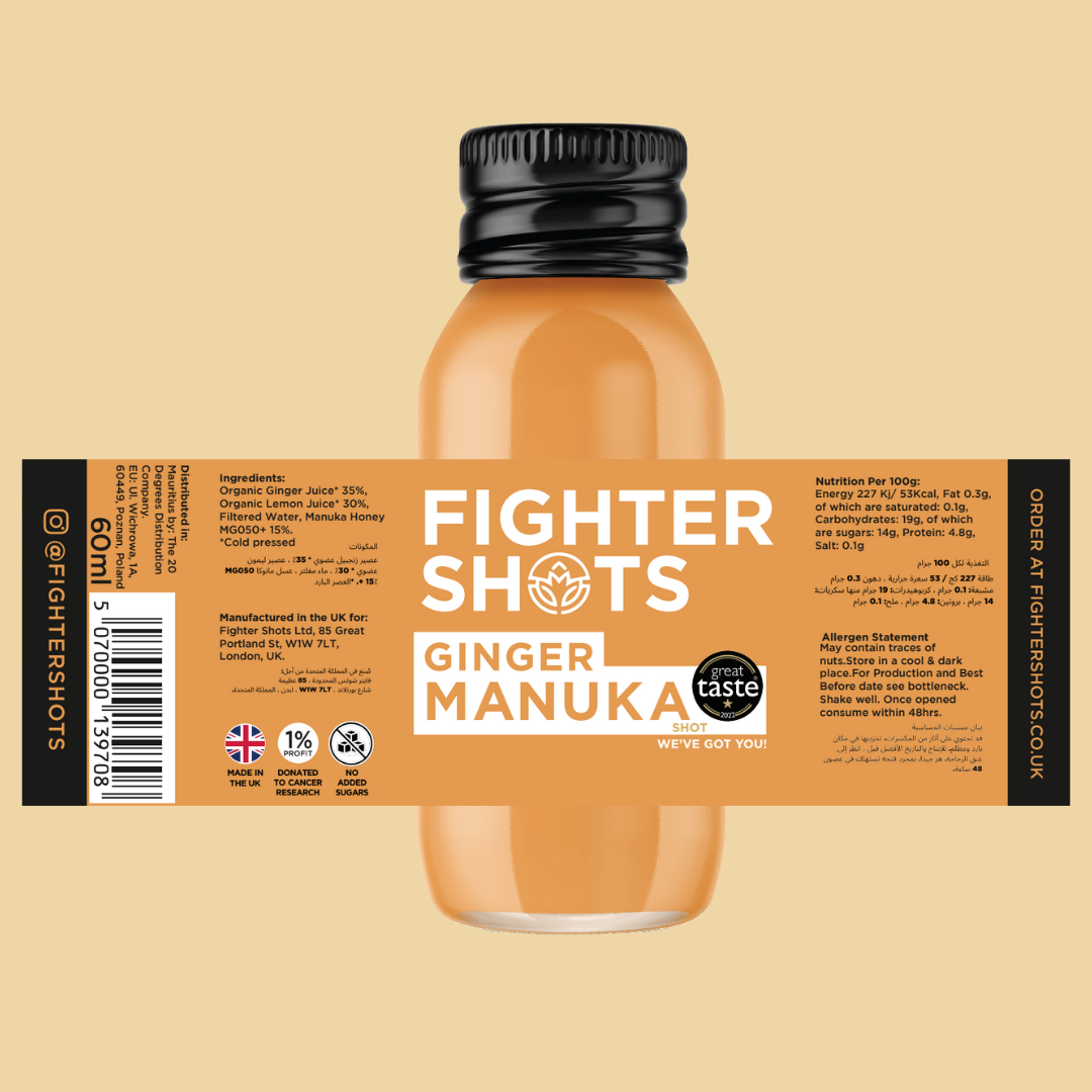 Fighter Shots Ginger + Manuka Honey 12x 60ml