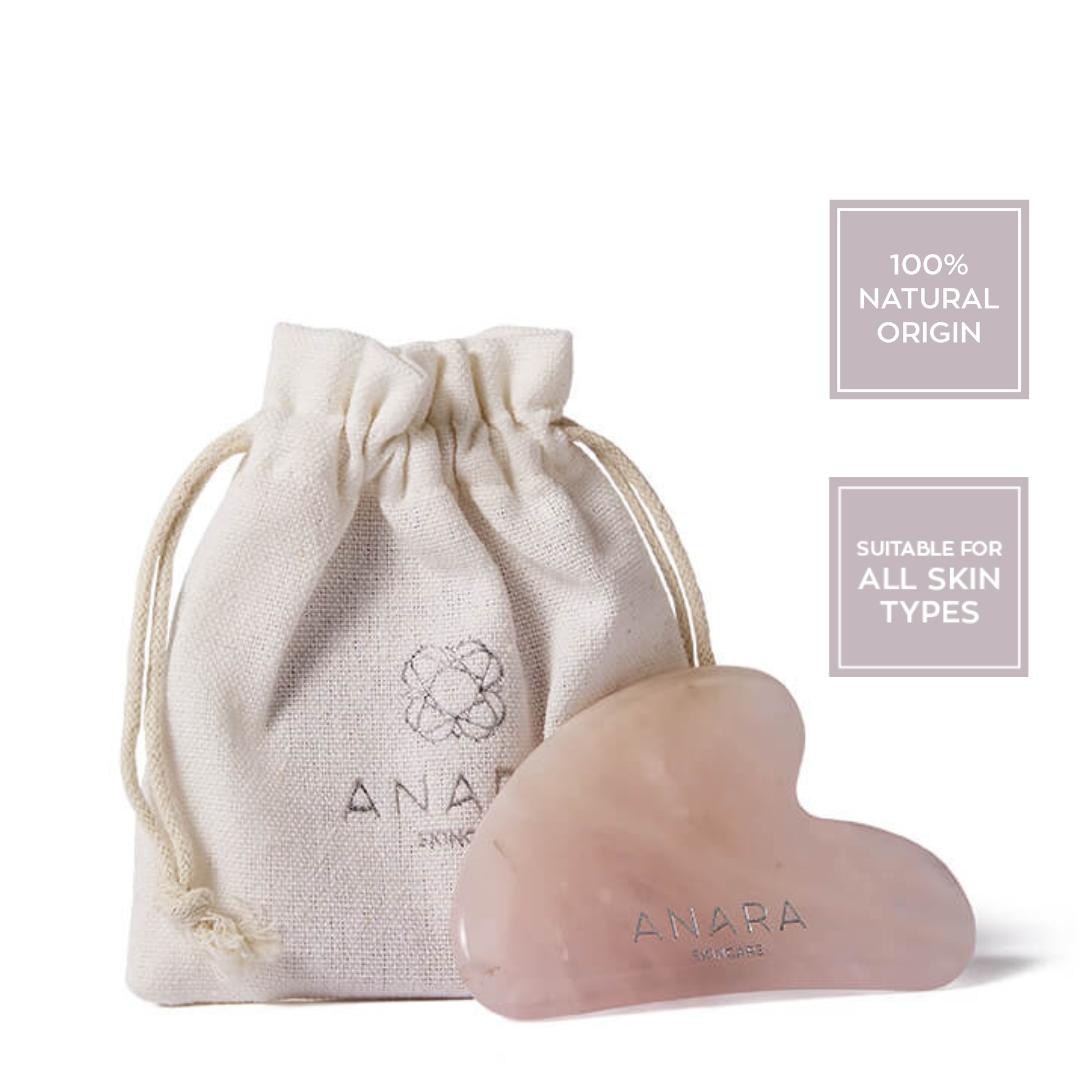Anara Skincare Rose Quartz Crystal Gua Sha - Lifts, Sculpts, De-Puffs