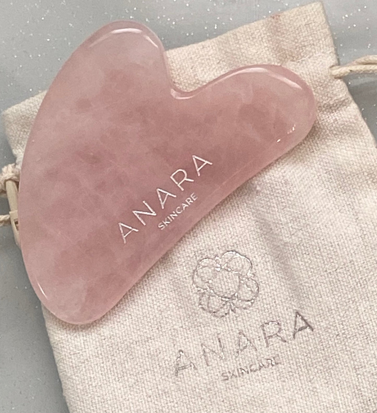 Anara Skincare Rose Quartz Crystal Gua Sha - Lifts, Sculpts, De-Puffs